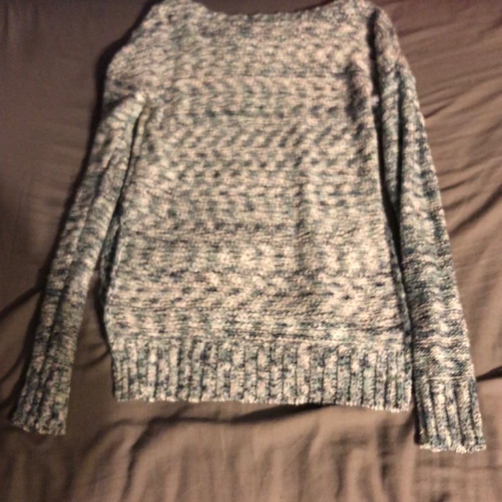 Blue and white knitted sweater
